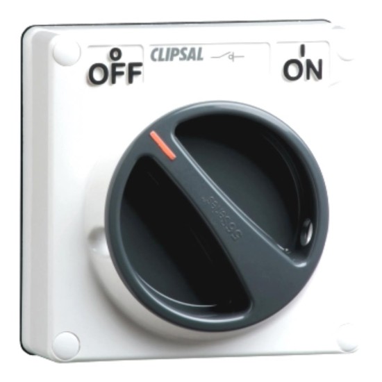 Clipsal - 56 Series Surface Switch IP66 1 Gang 3 Pole 20A Less Enclosure Resistant White Electric