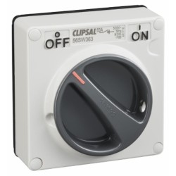 Clipsal - 56 Series Surface Switch IP66 1 Gang 3 Pole 63A Less Enclosure Resistant White Electric