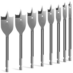 8pc Spade Bit Kit contains 10mm, 12mm 16mm, 20mm, 22mm, 25mm, 32mm and 150mm Extension