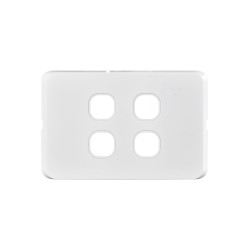 Bevelled Edge 4-Gang Cover Plate WHITE