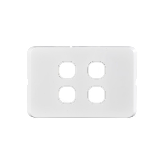 Bevelled Edge 4-Gang Cover Plate WHITE