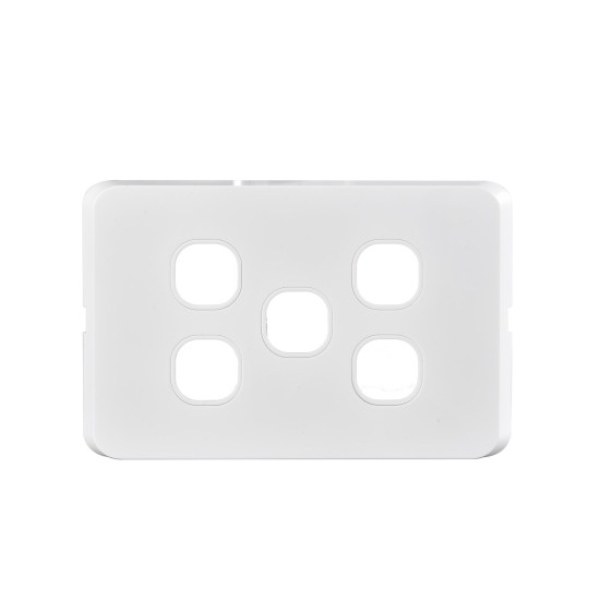 Bevelled Edge 5-Gang Cover Plate WHITE