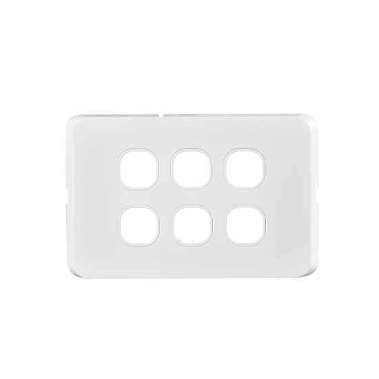 Bevelled Edge 6-Gang Cover Plate WHITE