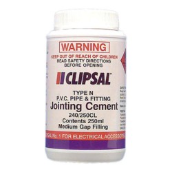 Clipsal PVC Medium Gap Filling Clear Cement 250ml Bottle with Brush 