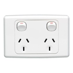 Clipsal 2000 Series Twin Switch Socket Outlet, 250V, 10A, White Electric