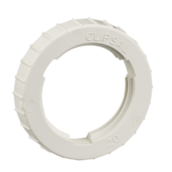 Clipsal Fixing Accessories, PVC, Screwed Lock Rings, 20mm, Grey