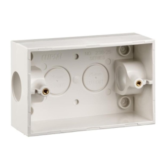 Clipsal Mounting Box with 25mm End Entries, White Electric