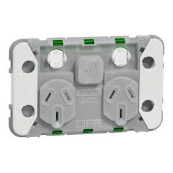 Connected Smart Socket Wiser, Clipsal Iconic, Grid Horizontal Twin, 10A, 250V