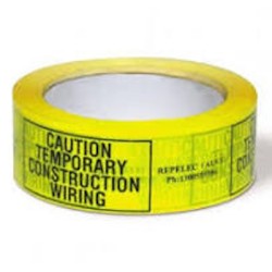 Construction Warning Tape, Adhesive,yellow,37mm x 75M