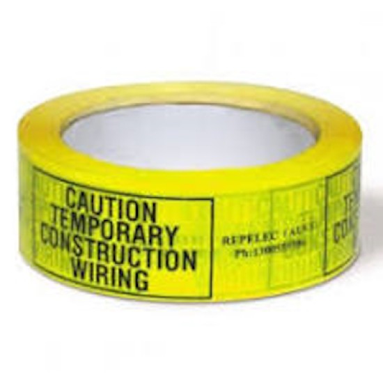 Construction Warning Tape, Adhesive,yellow,37mm x 75M