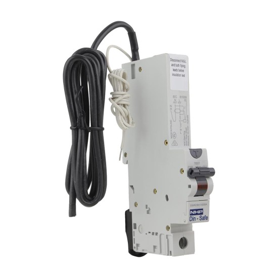 NHP DIN-T Residual Current Device Long Body w/ Overcurrent 10kA 10A 1Pole and N C Curve 30mA Type A