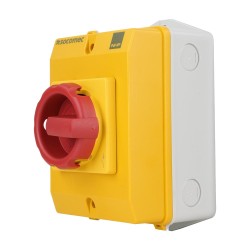 Socomec ISO Enclosed Isolator, IP 65 Plastic Yellow, Handle - Red, 3P 25A