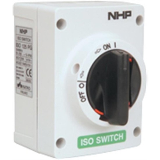 ISO125PG  Iso Enclosed Switch 1P 25A Grey Poly Black Handle