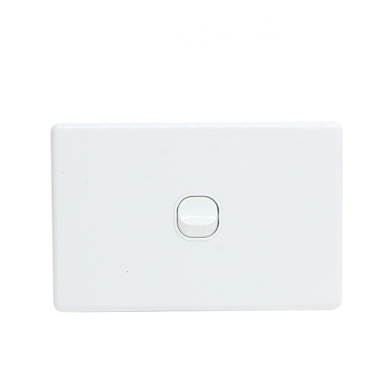 OHM 1-Gang 10A Switch Bevelled Edge - White