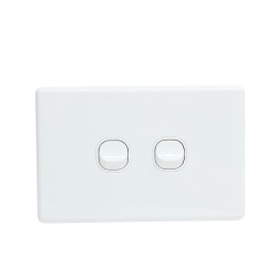 OHM 2-Gang 10A Switch Bevelled Edge - White