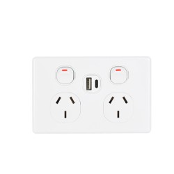 OHM Double GPO + USB A & C Bevelled Edge - White