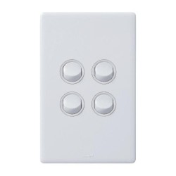 Excel Life 16A 2 Way Single Pole Double Throw Vertical Rocker Switch 4 Gang Gloss White