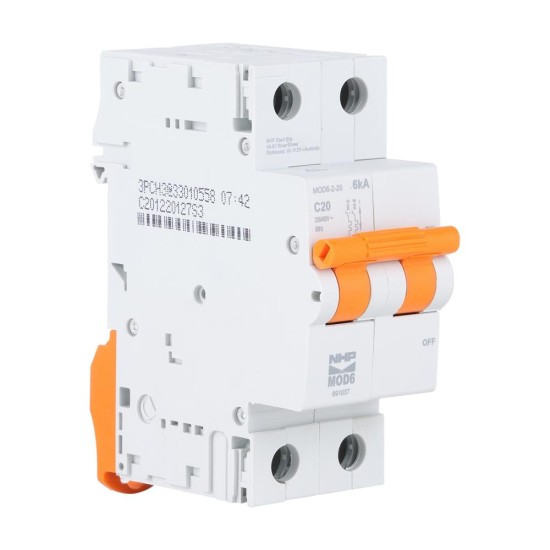 NHP MOD6 Miniature Circuit Breaker 6kA 2Pole 6A C Curve