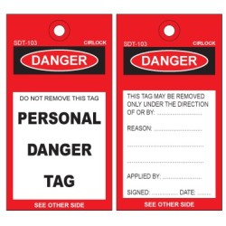 PERSONAL DANGER TAG POLY 140mm x 75mm PK5