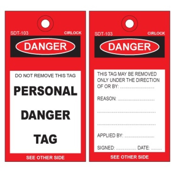 PERSONAL DANGER TAG POLY 140mm x 75mm PK5