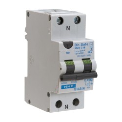 NHP DIN-T Residual Current Device Short Body w/ Overcurrent 10kA 20A 1Pole and N C Curve 30mA Type A