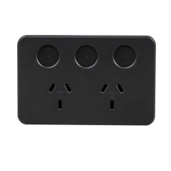 SAL PIXIE SMART TWIN SWITCH SOCKET OUTLET 240 VOLT 10A BLACK