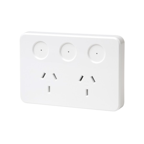 SAL PIXIE SMART TWIN SWITCH SOCKET OUTLET 240 VOLT 10A WHITE  ##QR##