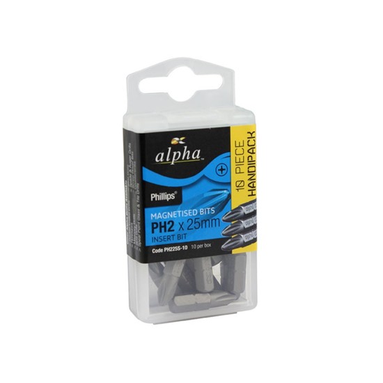 Sheffield PH2 X 25mm Phillips Insert Bits Pk10