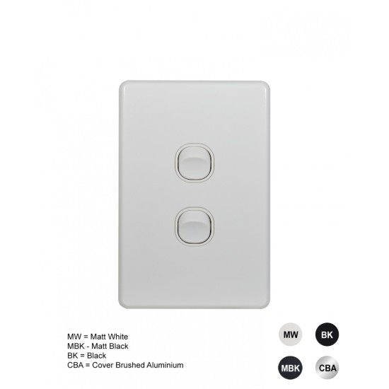 Flat Cat - Switch Vertical 2 Gang 10AX/16A 250V