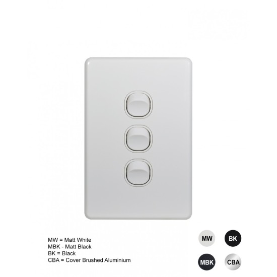 Flat Cat - Switch Vertical 3 Gang 10AX/16A 250V