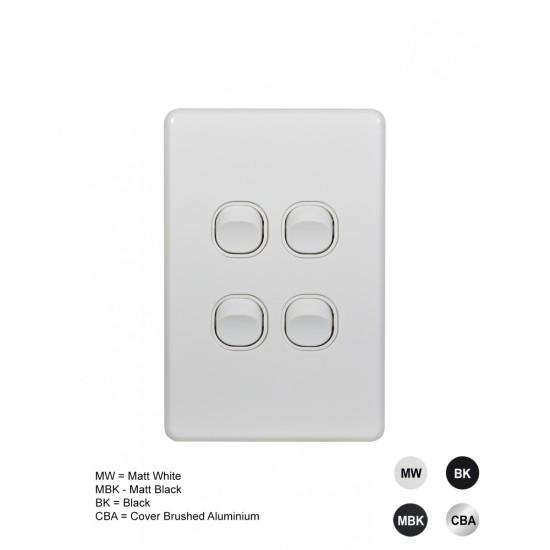 Flat Cat - Switch Vertical 4 Gang 10AX/16A 250V