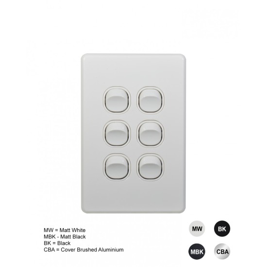 Flat Cat - Switch Vertical 6 Gang 10AX/16A 250V