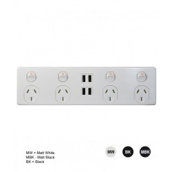 Puma - 4X4 - 4 Socket's x 4 USB's - Double Pole - 250V, 10A