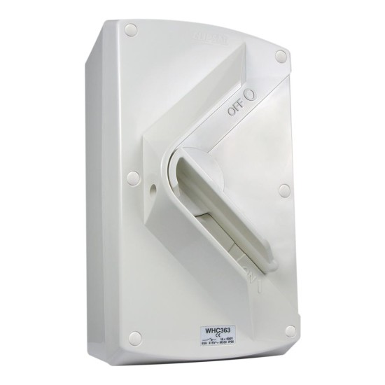 Weathershield, Surface Switch, 1 Gang, 3 Pole, 415VAC, 63A, Hoseproof, M330 Rating