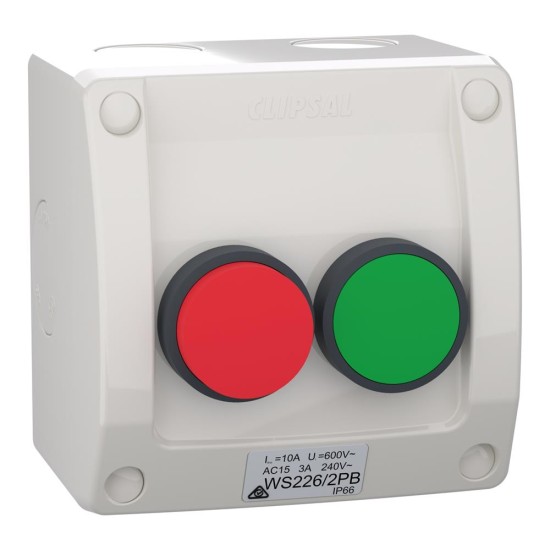 Weathershield, Switch, Push Button, 2-Gang, 3A, 240VAC, IP66