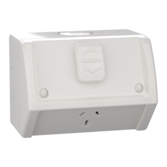 Weathershield Socket Single, 15A, 250VAC, IP54 Resistant Grey