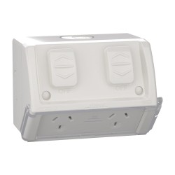 Weathershield, Socket, Twin, Flap, 10A, 250VAC, IP54