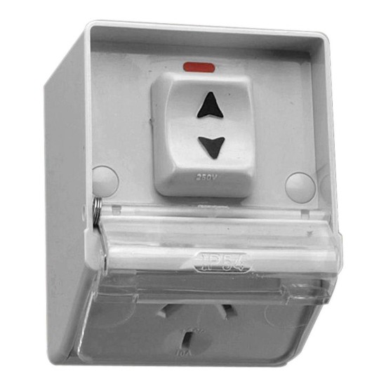 Weathershield, Single Switch Socket Outlet, 250V, 10A, Weather Proof, Flush Mount, IP54