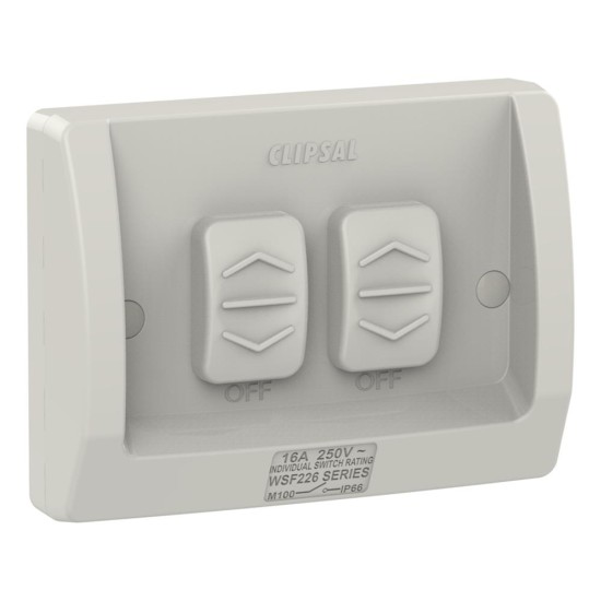 Weathershield, Switch, Flush, 2-Gang, 16AX, 250VAC, IP66