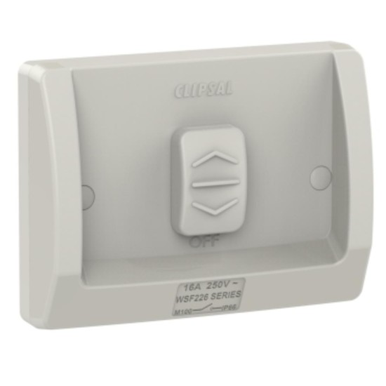 Weathershield Switch Flush, 1-Gang, 16AX, 250VAC, IP66 Grey