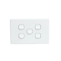 OHM 5-Gang 10A Switch Bevelled Edge - White